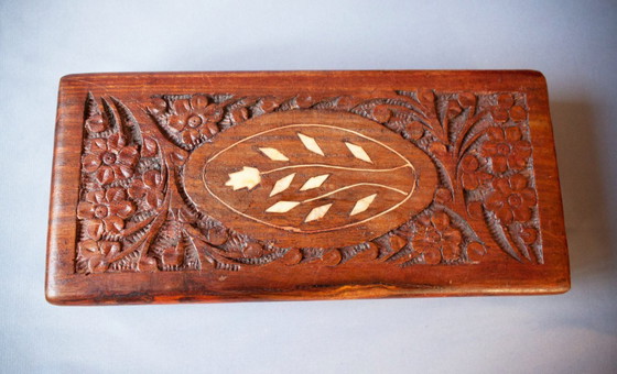 Image 1 of Set of antique carved wooden boxes with ivory inlays. New. Suitable for sewing, jewelry, or other purposes.