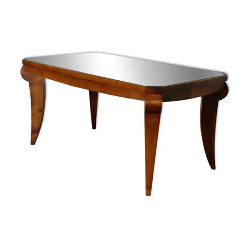 Mesa de centro Art Déco de nogal y espejo, 1940