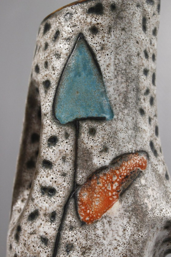 Image 1 of Marius Bessone in Vallauris - Large free-form vase abstract decor 1950s