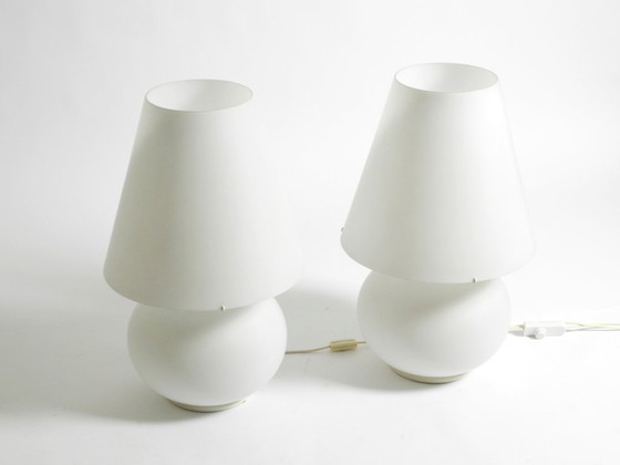 Image 1 of Two large original 1980s Leucos Paralume table lamps, made in Italy | height 73 cm | 28,7"