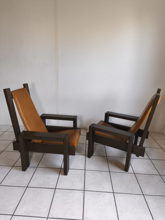 Fauteuils Lounge Sculpturaux en Cuir Années 80 Style Pierre Chapo – Chaises & fauteuils, Leather, Wood (photo 6 of 7)