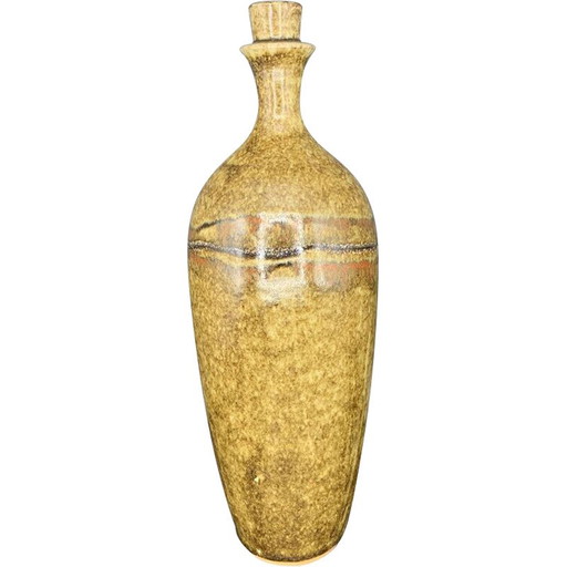 Vintage enameled stoneware bottle by Robert Heraud