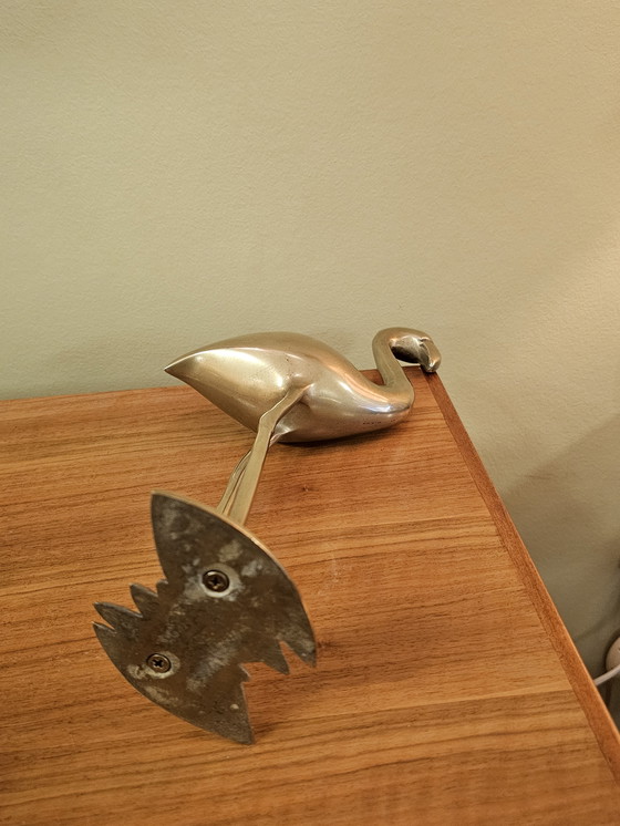 Image 1 of Vintage Brass Flamingo Bird 1970s Yellow Brass