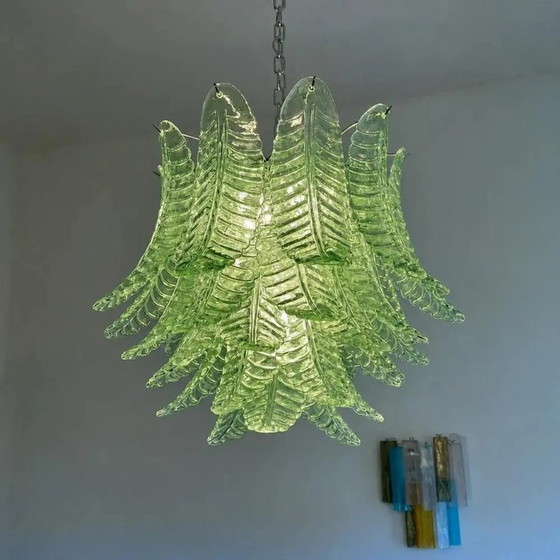 Image 1 of Italiaanse groene Felci Murano glazen kroonluchter groen van Simoeng voor Simoeng