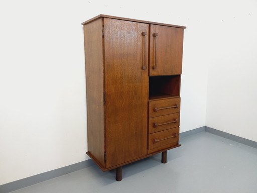 Vintage Brutalist cabinet in oak from the 60s