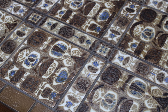 Image 1 of Tavolino danese Haslev Mobelsnedkeri della metà del secolo scorso con piastrelle in ceramica Royal Copenhagen, 1960 ca.