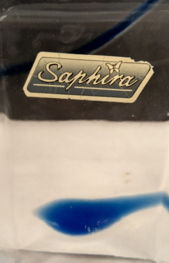 Image 1 of Vaso rettangolare in vetro Saphira con motivo blu