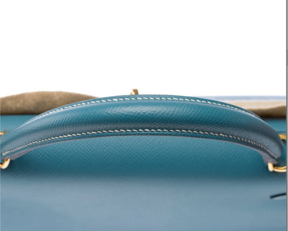 Image 1 of Zak HERMES Kelly 32 en Cuir Bleu - 103329