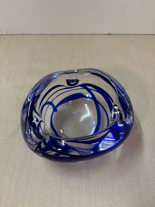 Vintage murano kobalt blauwe asbak 