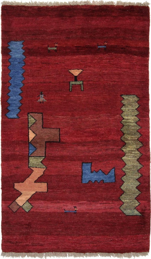 Tappeto persiano originale Gabbeh Ghashghai tappeto orientale 192 cm x 119 cm vecchio naturale