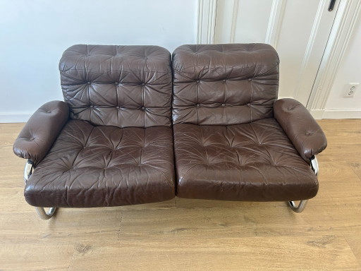 Johan Bertil Borkum Sofa 1970s for IKEA – banken, Leather, Metal (photo 2 of 5)