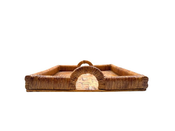 Hollywood Regency Wicker Tray, Vivai Del Sud Italy Ca. 1970 – Table accessories (photo 8 of 12)
