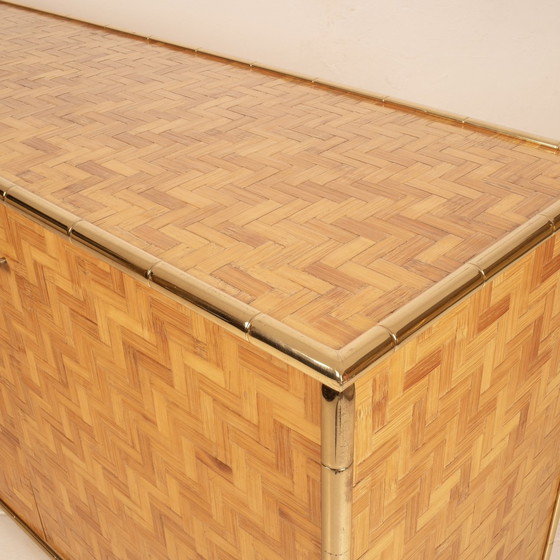 Image 1 of Credenza In Bamboo Pressato E Ottone 1975