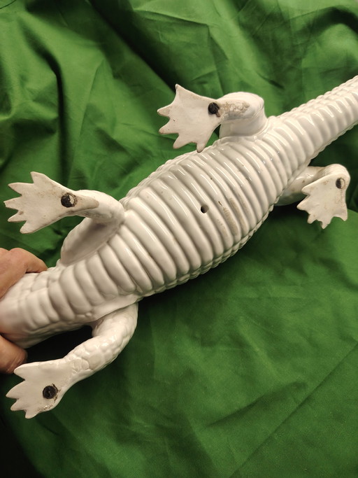 Rare "Caïman", rare matte white porcelain - Art Deco