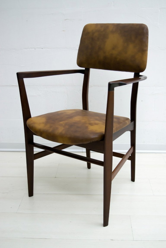 Image 1 of Vittorio Dassi Mid-Century Modern Italienischer Teakholz-Schreibtisch und Stuhl, 1950er Jahre