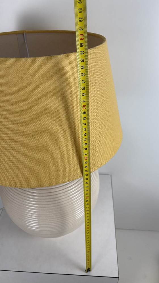 Image 1 of Vintage beige French design ceramic large table lamp Kostka Japandi style