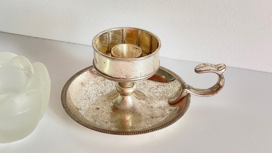 Image 1 of PHOTOPHORES Verre BOUGEOIR Argenté VINTAGE