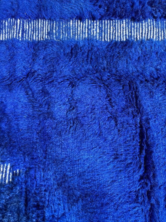 Image 1 of Blauer handgeknüpfter marokkanischer Teppich 210 x 300 cm – | Geometrischer moderner Teppich