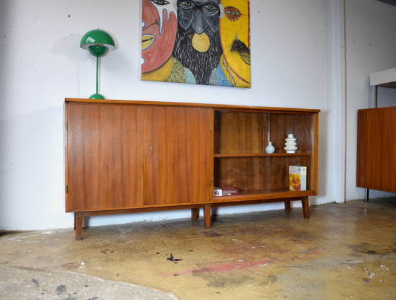 Image 1 of 1950s Vintage Sideboard Vitrine Schrank Mid Century Kommode 