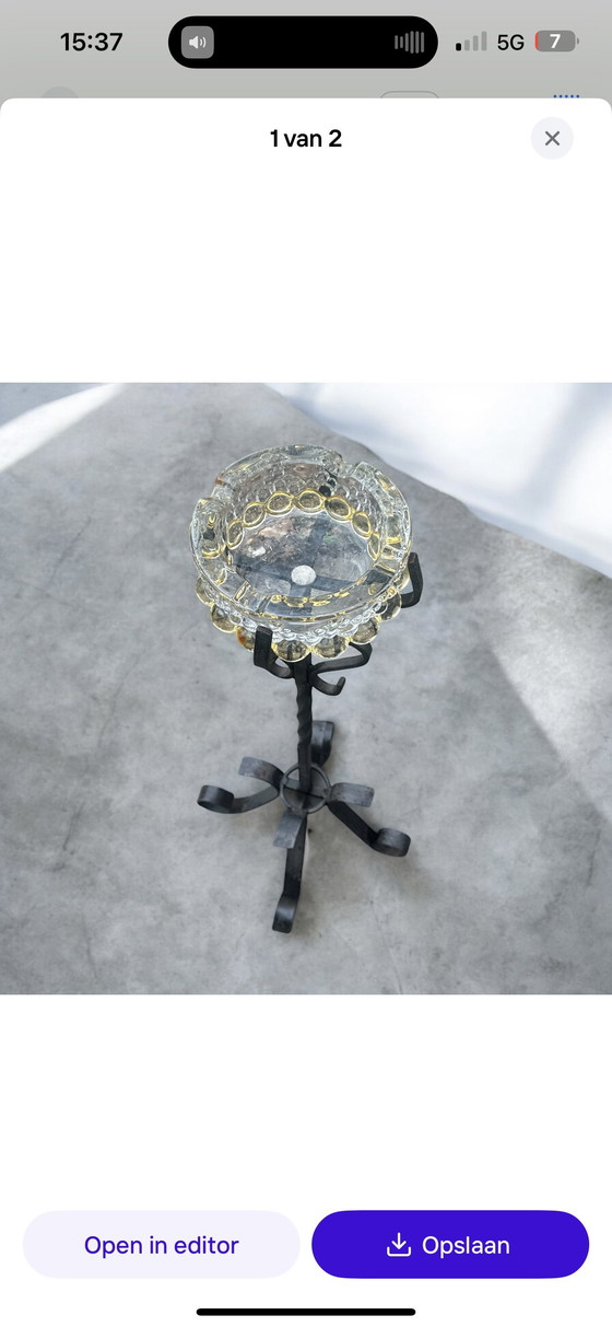 Image 1 of Mid-Century Modern  Art Deco stijl asbak vintage Walther Glas gietijzer antiek