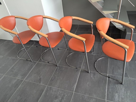 Image 1 of Set of 4 Italian design chairs, Effezeta