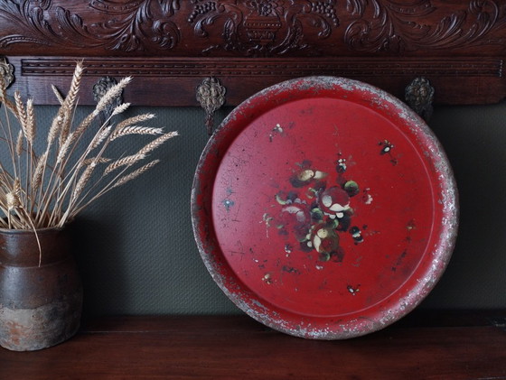 Image 1 of Sehr großes Napoleon III. Tablett aus lackiertem Blech