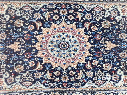 Tappeto Nain annodato a mano, motivi floreali, blu e rosso, 116x206 cm, Iran – vloerkleden en tapijten, Wool (photo 2 of 5)