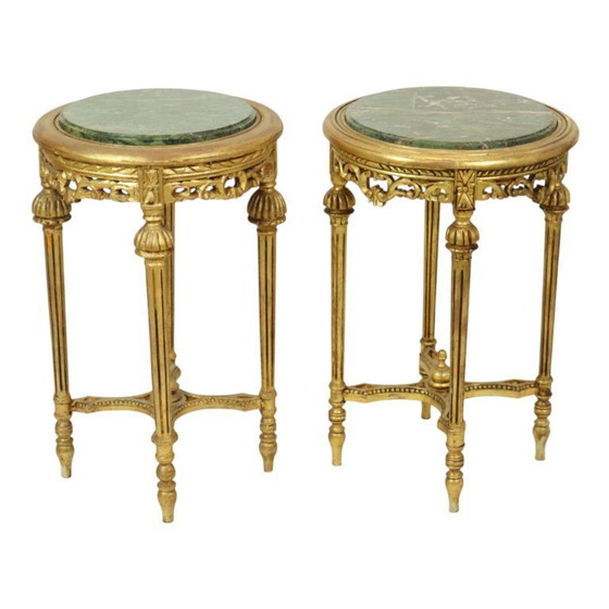 Image 1 of Französische antike Beistelltische Marmor Empire Stil