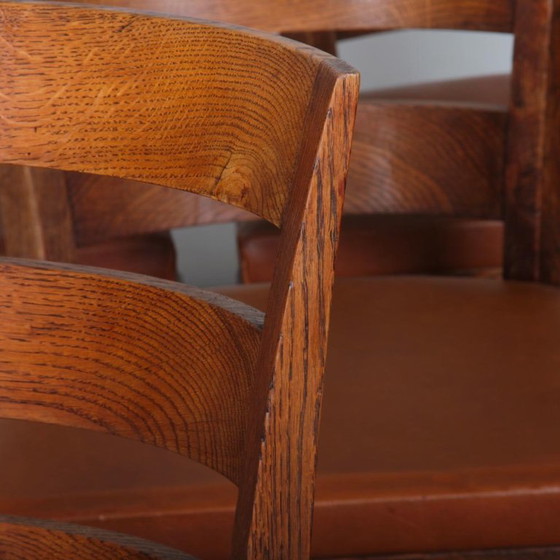 Set di 6 sedie da pranzo in rovere nello stile di Jean Pascaud, 1940, Legno, Marrone (foto 4 di 9)