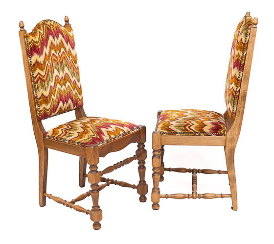 Image 1 of Set de 6 chaises hautes, tissu Missoni,1950
