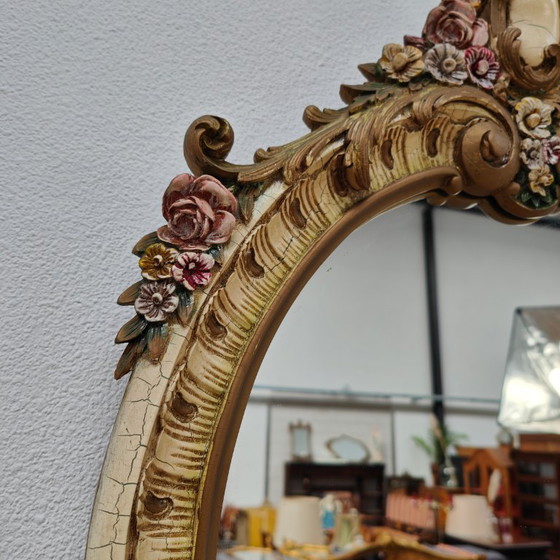 Image 1 of Miroir rond vintage baroque, brocante, rococo, miroir de cheminée
