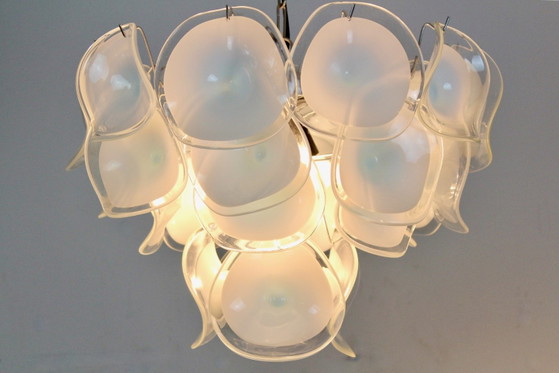 Vistosi Chandelier in White Handblown Murano Glass, Italy (photo 11 of 12)