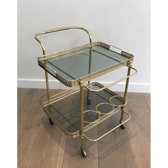 Image 1 of Vintage brass coffee table with neoclassical top, 1940