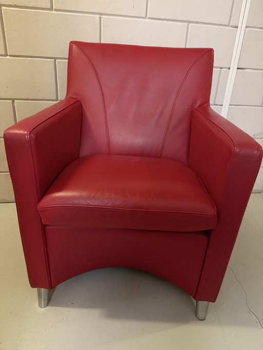 Leolux Dolcinea design fauteuil rood leer