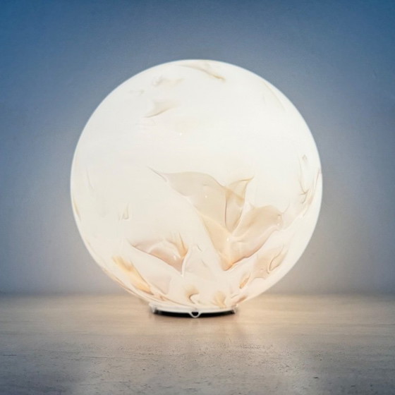 Image 1 of Vintage glass table lamp marble decor , 1970s 