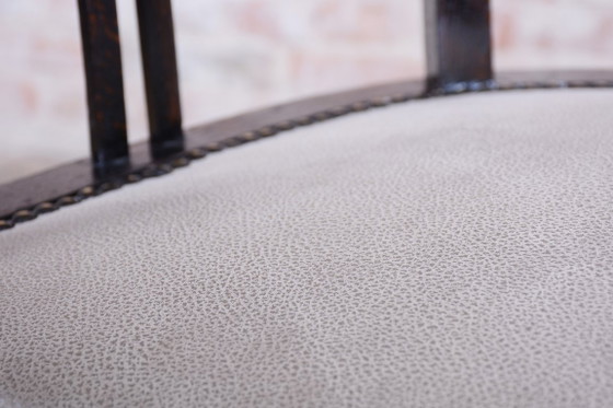Restored Art Deco Armchair, Oak, Repolished, Reupholstred, Czech, 1920s – Textile, Wood (photo 7 of 15)