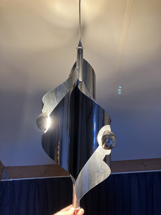 Image 1 of Vintage Jaren 60 Space Age Chromen Hanglamp