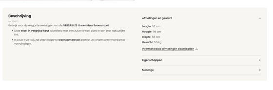 Eetkamerstoel hout met linnen afwerking, Maison du Monde, Eetkamerstoelen, Rotan, Crème, Klassiek (foto 6 van 6)