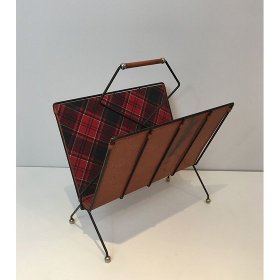 Image 1 of Vintage magazine rack in black lacquered metal, France 1950