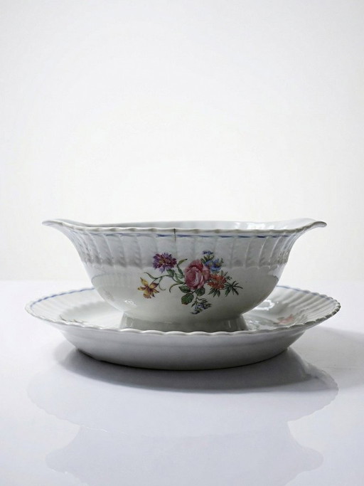 Saucière Bernardaud porcelaine de Limoges décor floral années 20-50