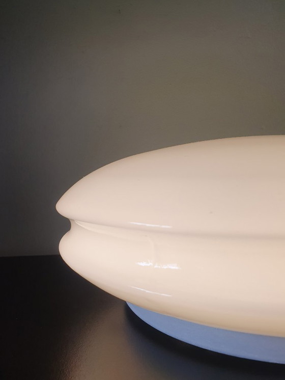 Image 1 of Vintage Raak Amsterdam opaline UFO glass ceiling lamp