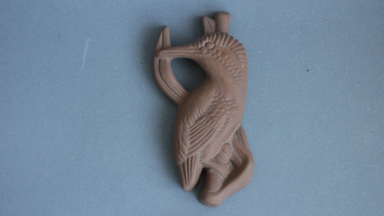 Image 1 of Wall painting, sculptural relief, kingfisher, terracotta