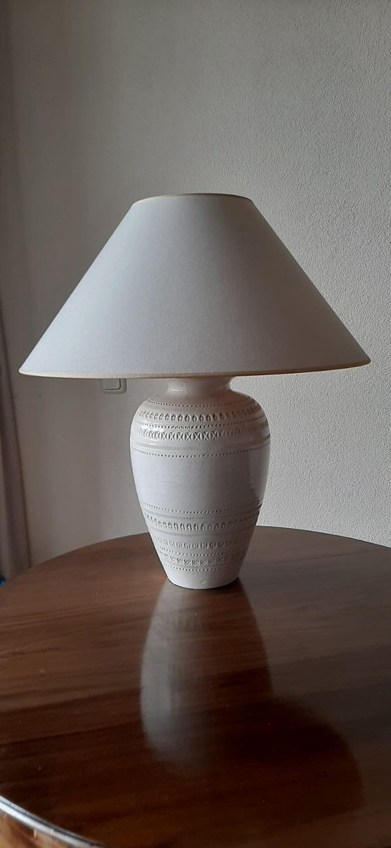 Image 1 of Lampe de table Bitossi Aldo Londi en céramique blanche sculptée, Italie, années 1970