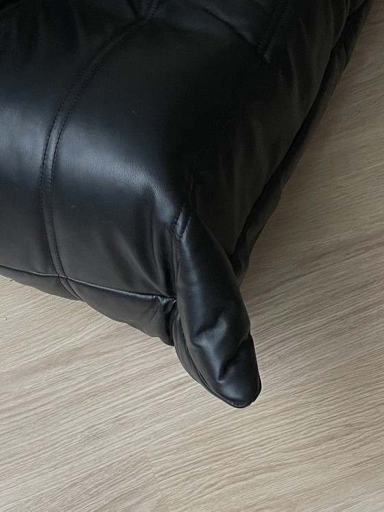 Image 1 of Identical Replica Ligne Roset Togo Sofa – Black Leather – 100% Italian Leather