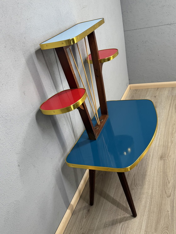 Image 1 of Vintage Formica Mid-Century Plantentafel met Space Age vibes