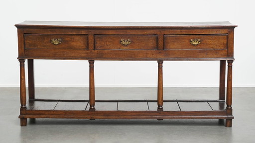 Antique English double based oak side table/ sideboard