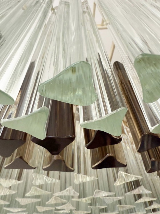 Image 1 of Weelderige kroonluchter van Paolo Venini voor Vivarini, Muranoglas/Prismaglas, Italië, jaren 70, op maat gemaakt