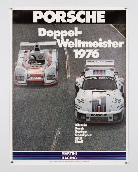 Porsche Martini Racing Doppel-Weltmeister 1976 – Originele vintage Porsche poster van Werbeagentur Strenger – (photo 3 of 8)