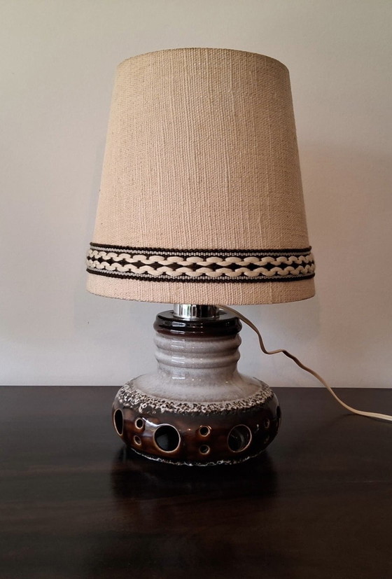 Image 1 of Herda Fat lava keramische tafellamp met originele kap 