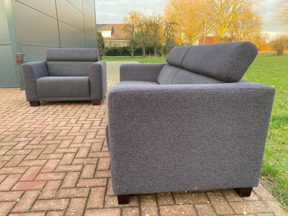 Image 1 of Set divano Montèl in tessuto grigio scuro - Comfort olandese di alta qualità - Relax regolabile - Consegna gratuita